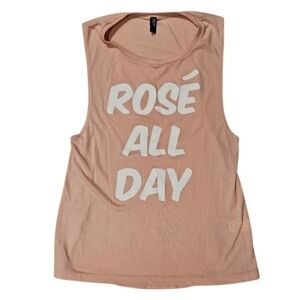 "Rosé All Day Pink" Tank Top Muscle Tank size Small NWOT